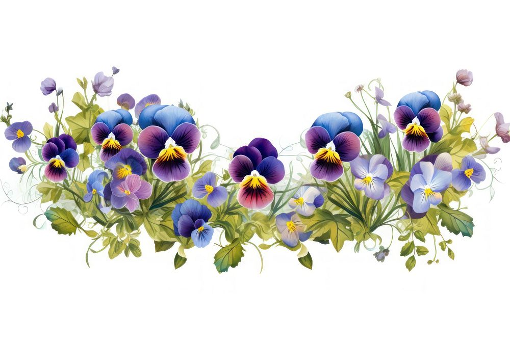 Pansy flower plant white background. AI generated Image by rawpixel.