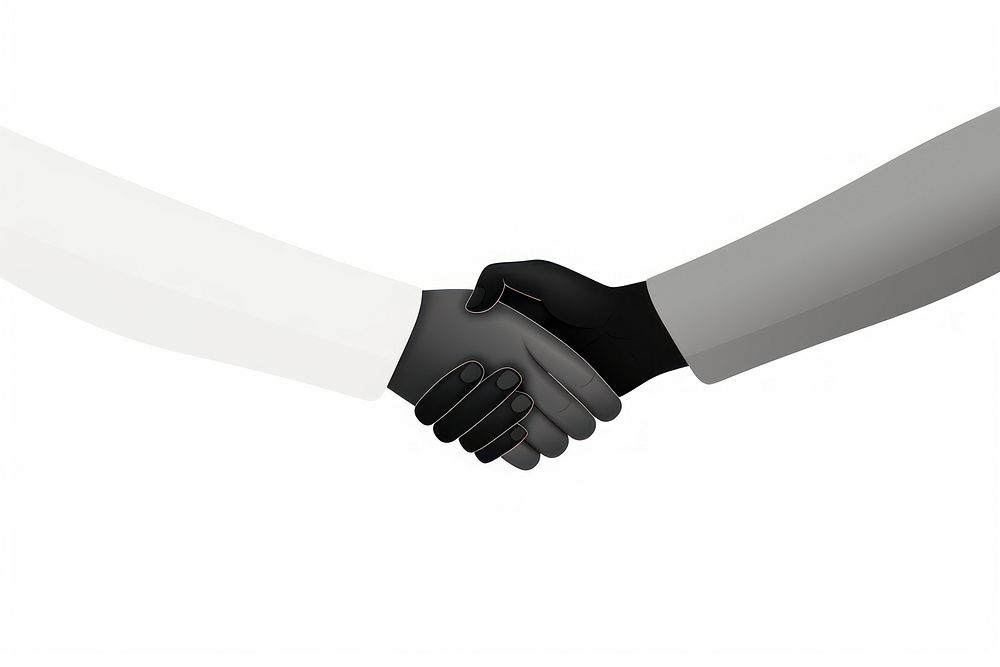 Hand white background monochrome handshake. AI generated Image by rawpixel.