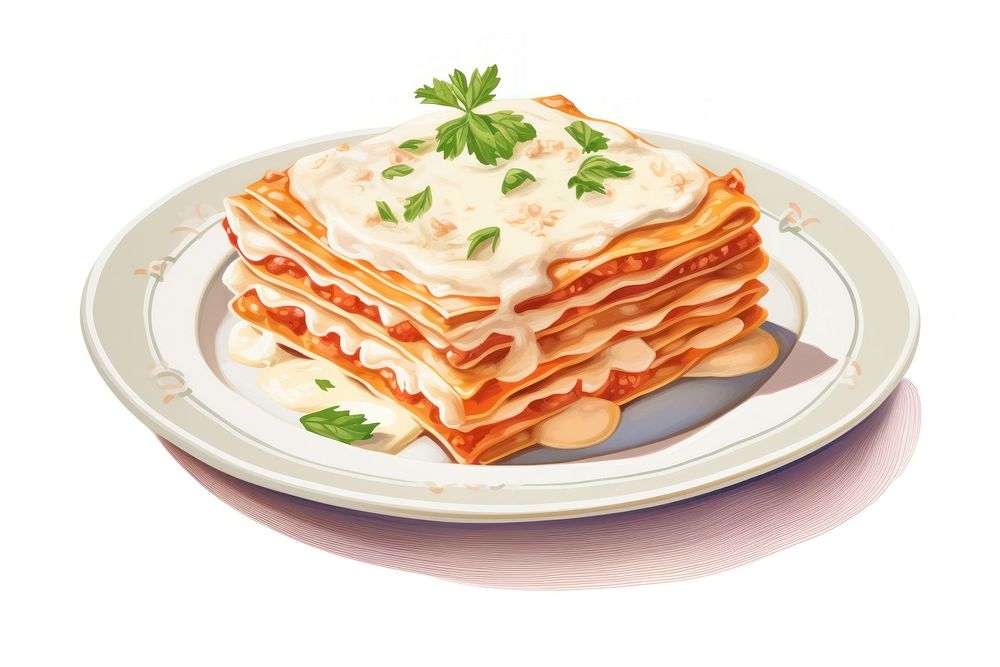 Lasagna plate food dessert. AI generated Image by rawpixel.
