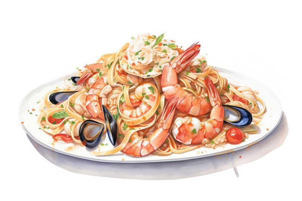 Spaghetti seafood lobster shrimp. AI generated Image by rawpixel.