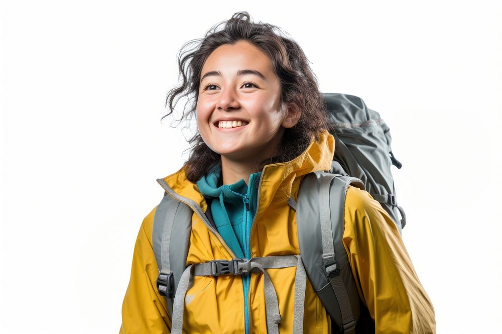 Person hiking backpack smile adult. AI generated Image by rawpixel.