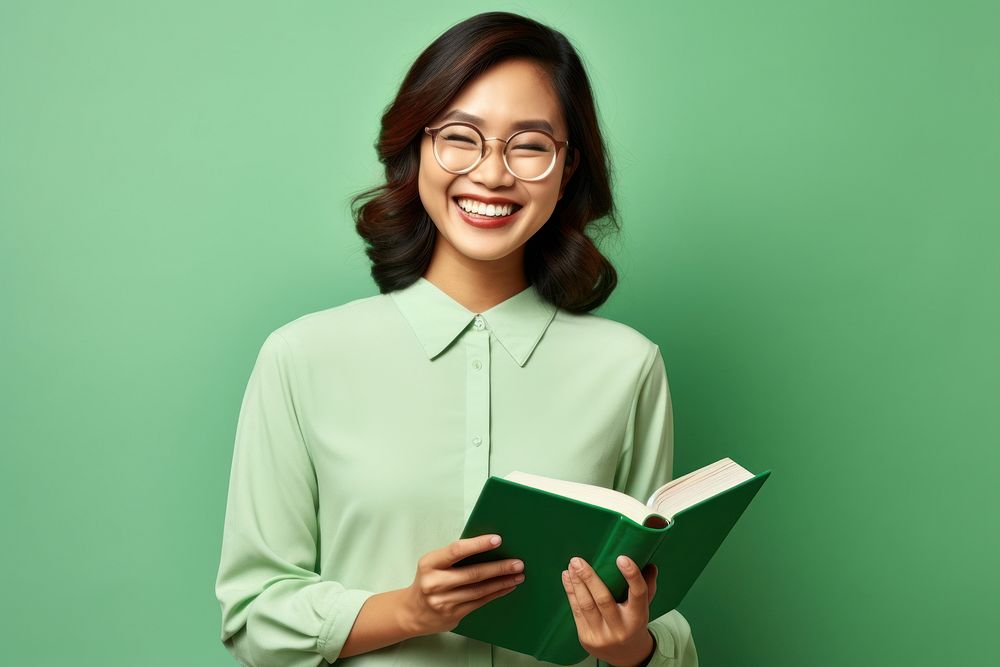 Laughing reading glasses female. AI generated Image by rawpixel.