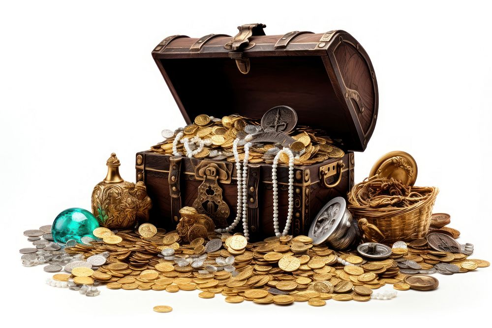 Treasure white background accessories investment. AI generated Image by rawpixel.