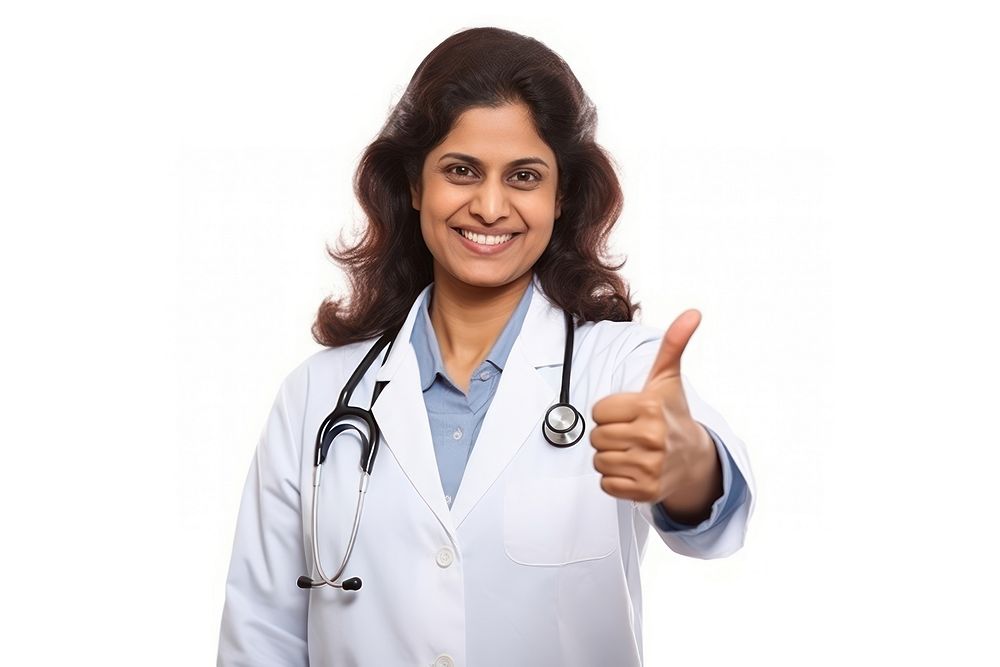 Doctor female adult white background. 
