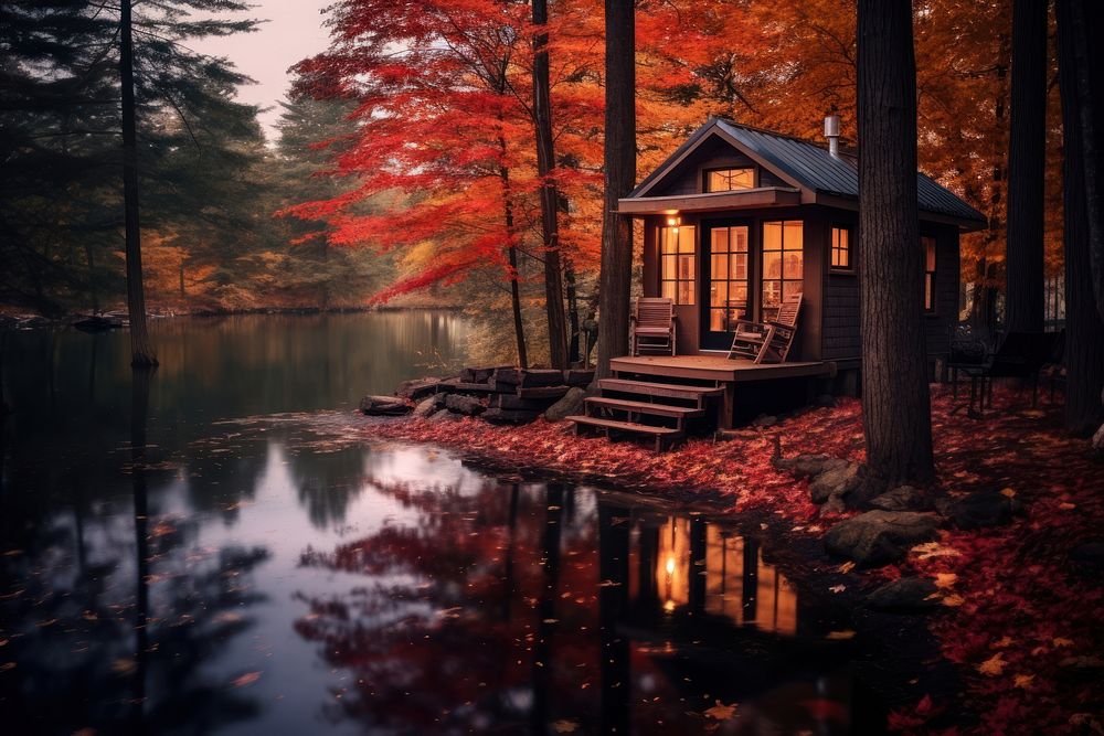 Autumn architecture building outdoors. AI generated Image by rawpixel.
