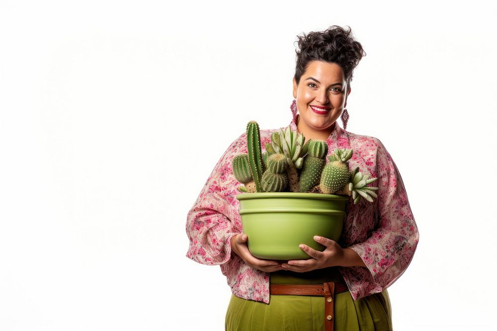 Portrait holding cactus adult. 