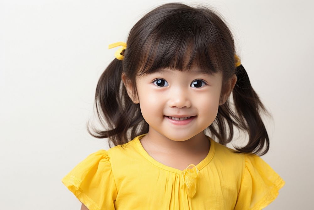 Portrait yellow child smile. AI generated Image by rawpixel.