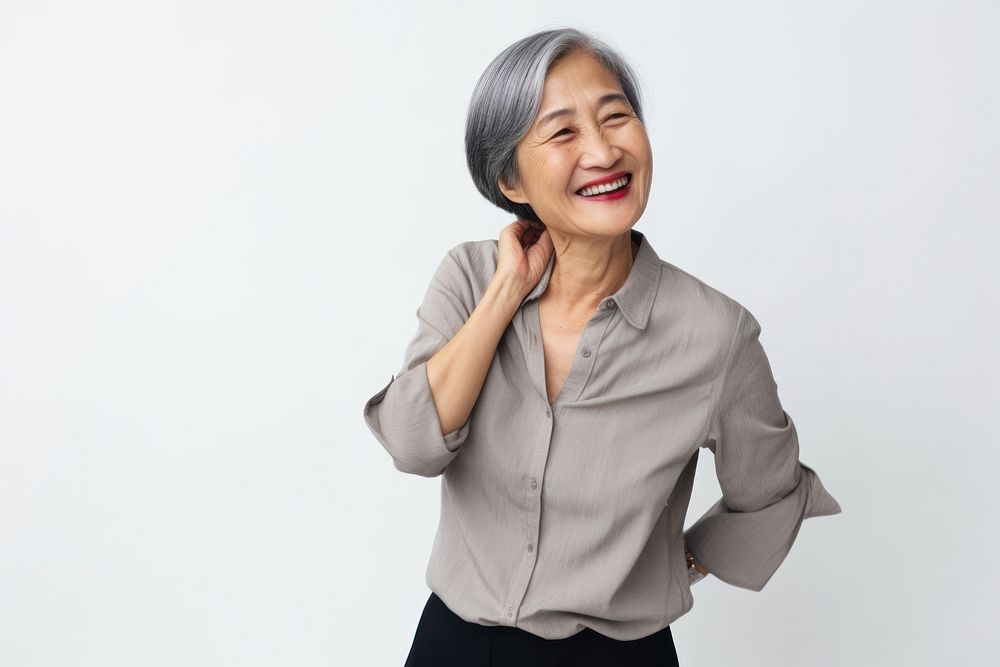 Laughing adult smile white background. AI generated Image by rawpixel.
