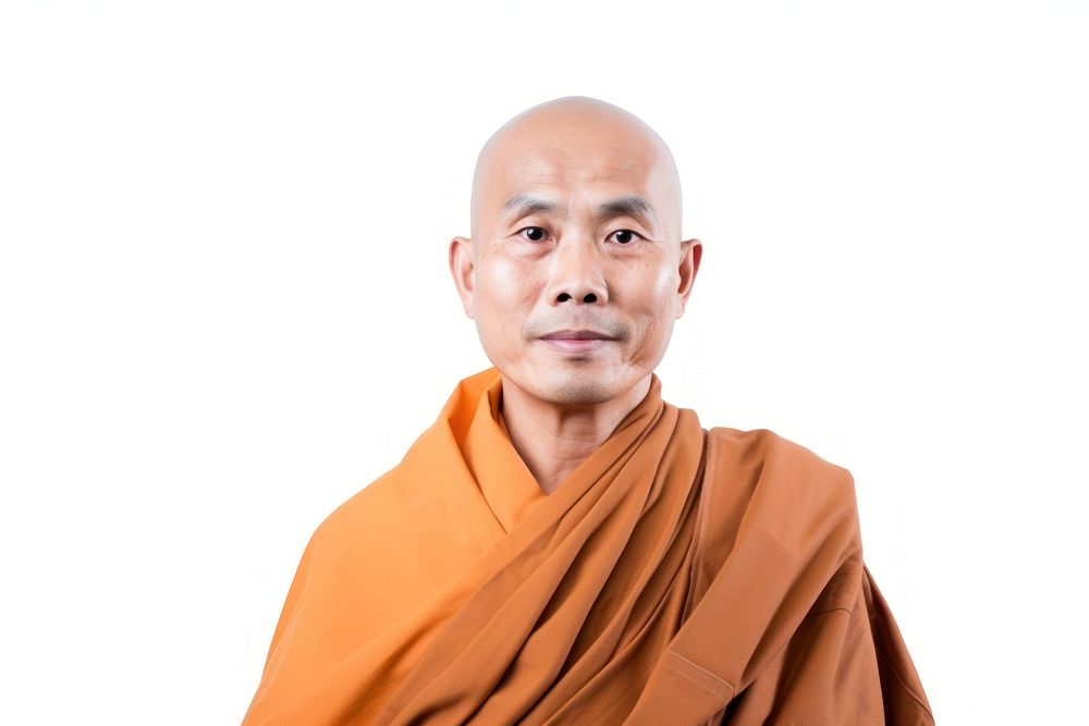 Monk adult white background spirituality. AI generated Image by rawpixel.