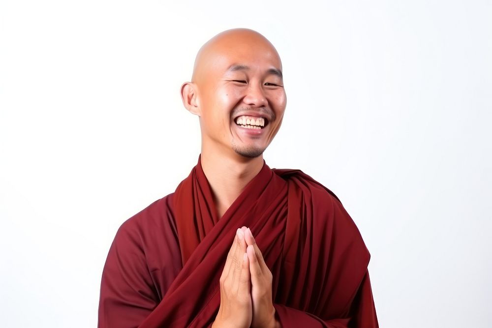 Adult smile monk white background. AI generated Image by rawpixel.