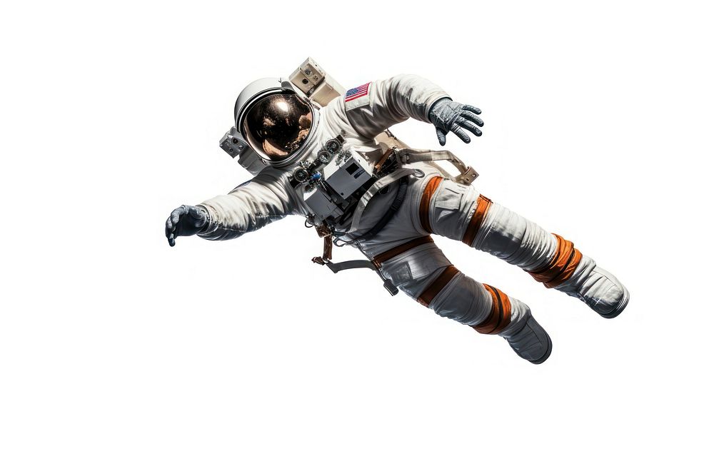Astronaut white background exhilaration parachuting. AI generated Image by rawpixel.