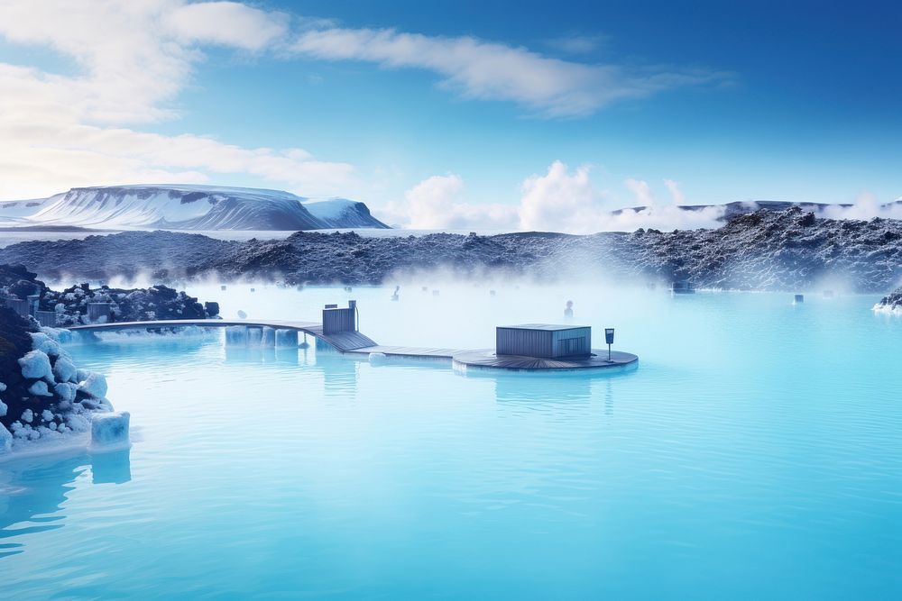 Lagoon landscape mountain outdoors. 