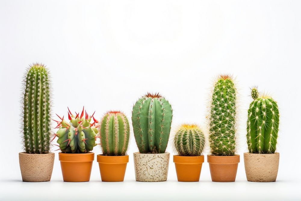 Cactus plant white background arrangement. AI generated Image by rawpixel.