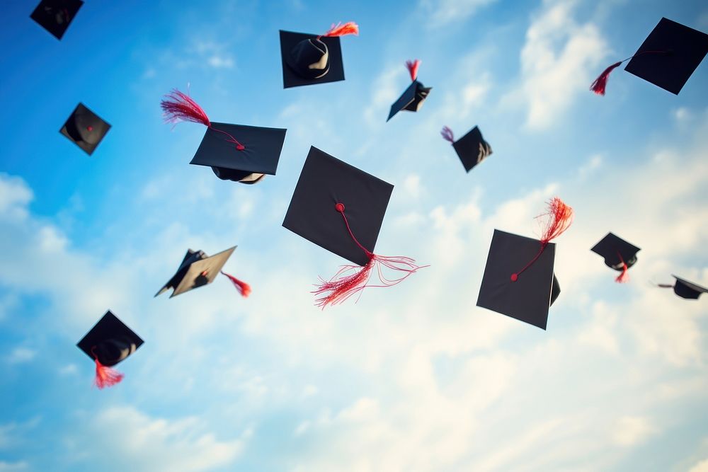 Graduation human sky transportation. AI generated Image by rawpixel.