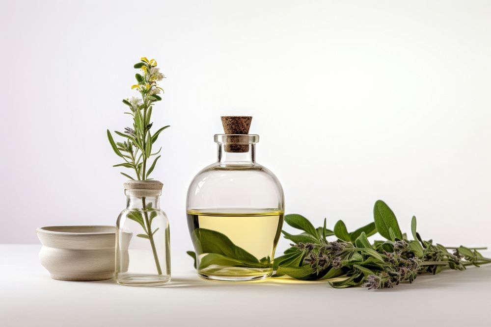 Herbs bottle glass plant. AI generated Image by rawpixel.