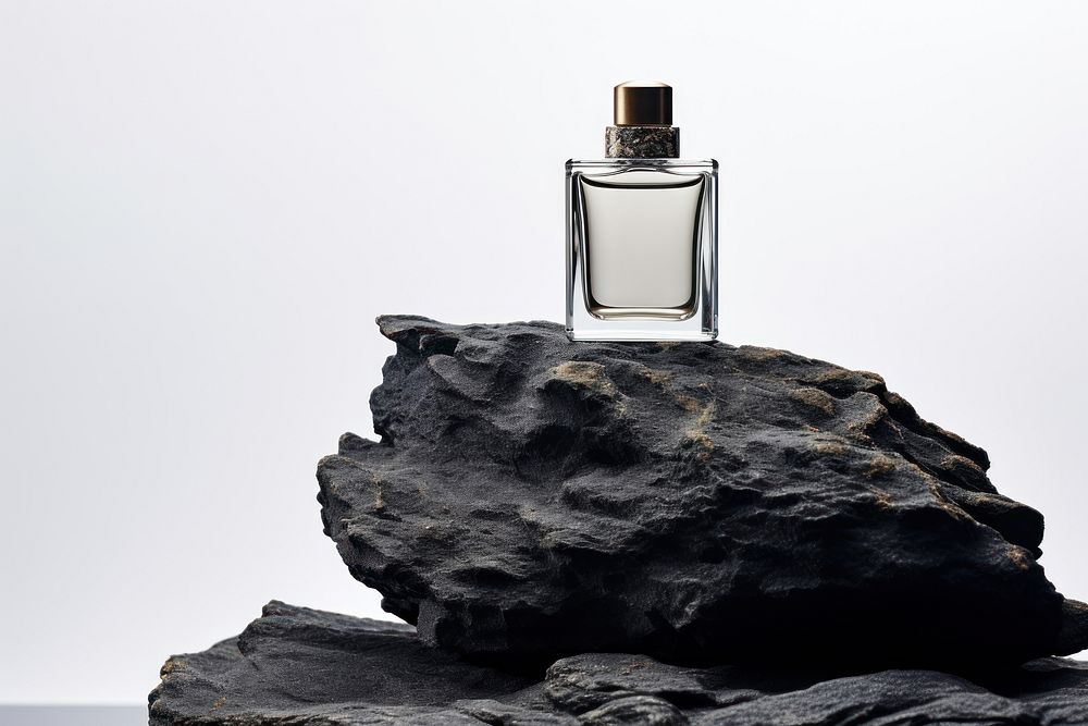 Perfume bottle rock studio shot. AI generated Image by rawpixel.