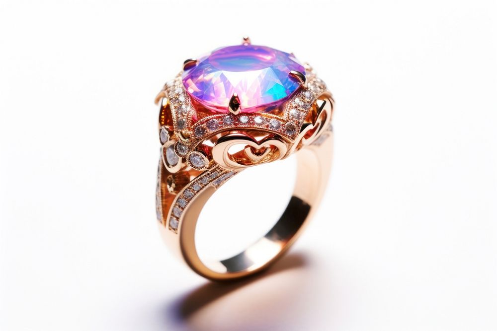 Opal ring gemstone jewelry diamond. AI generated Image by rawpixel.