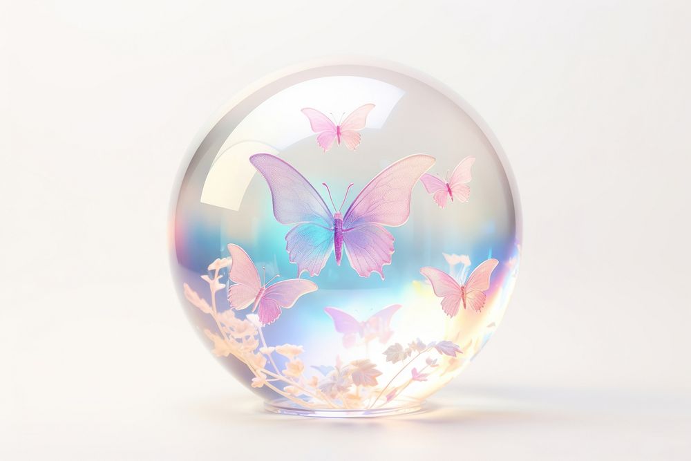 Butterfly sphere flower photo. AI generated Image by rawpixel.