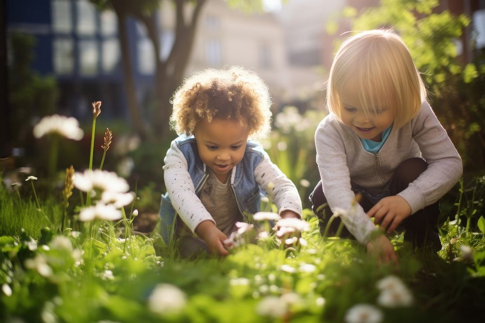 Child garden togetherness agriculture. AI generated Image by rawpixel.