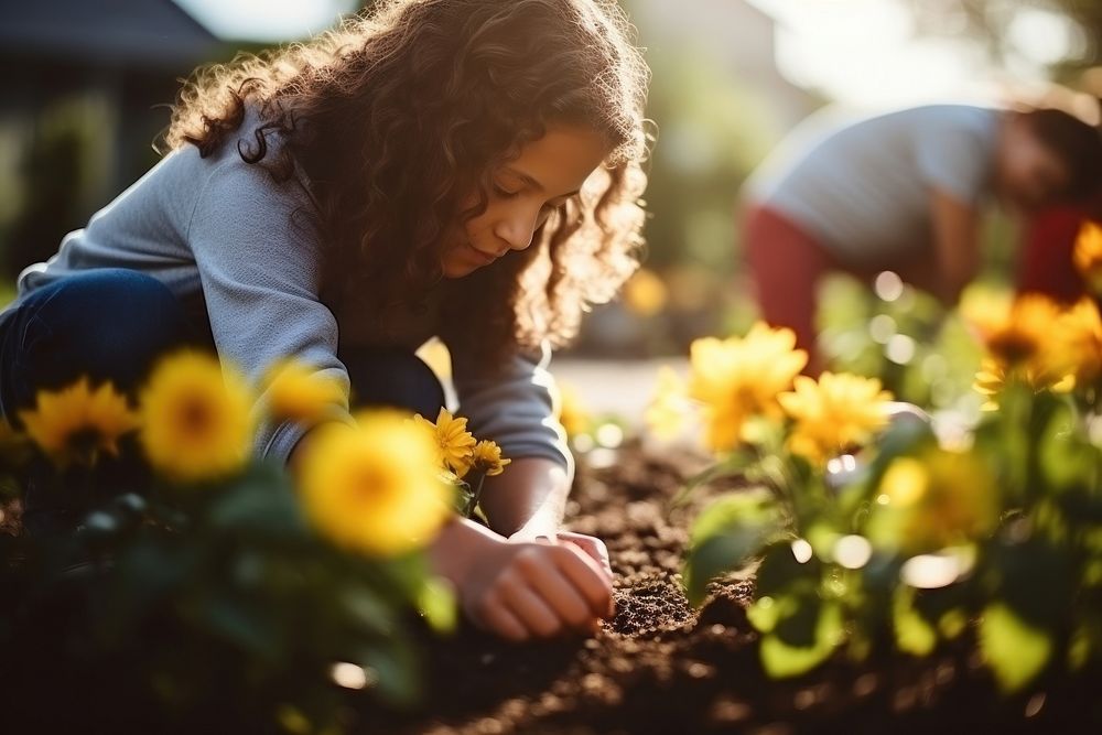 Garden gardening planting outdoors. 