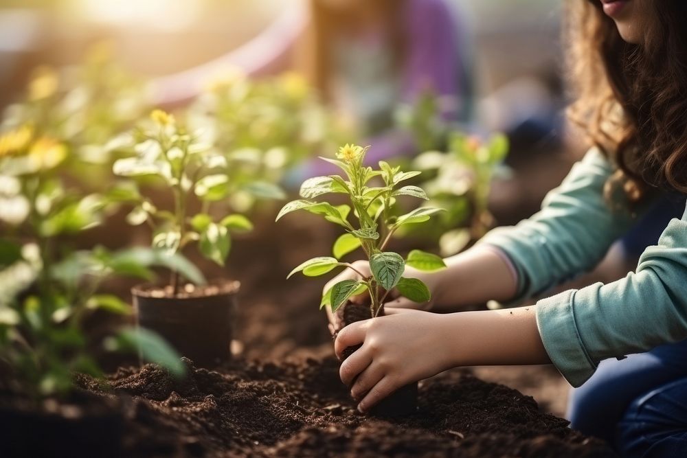 Planting garden gardening outdoors. 