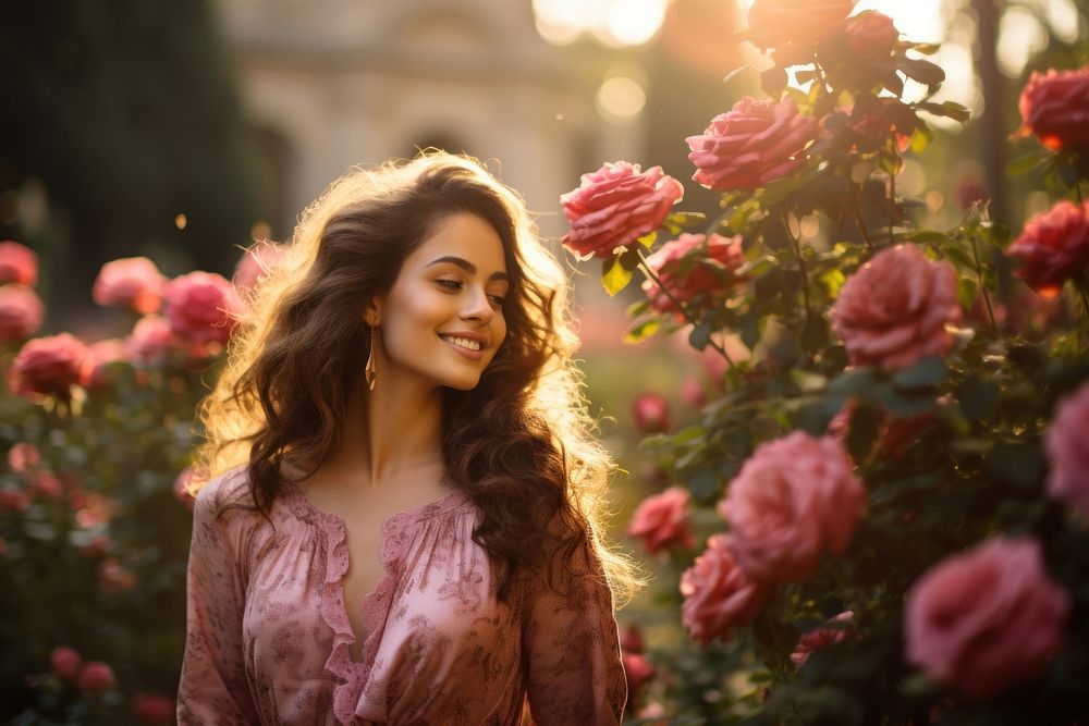 Rose photography portrait outdoors. 