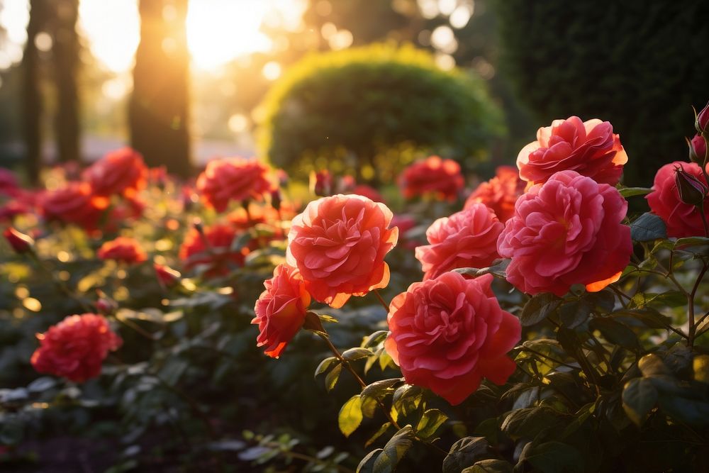Rose sunlight outdoors blossom. AI generated Image by rawpixel.