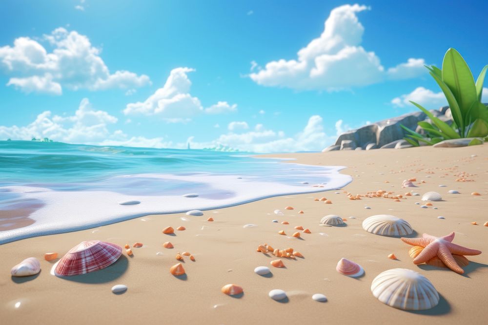 Beach seashell outdoors nature. AI generated Image by rawpixel.