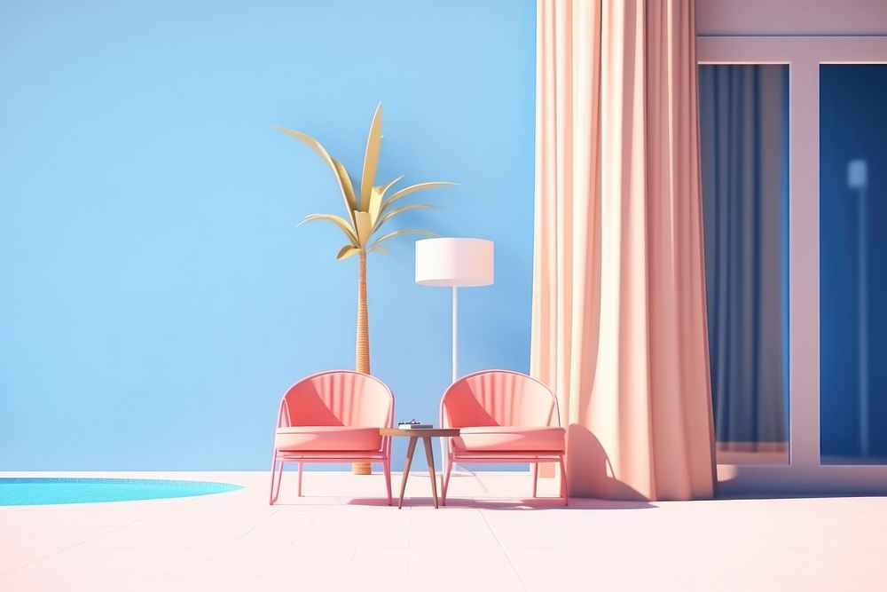 Furniture chair hotel lamp. AI generated Image by rawpixel.