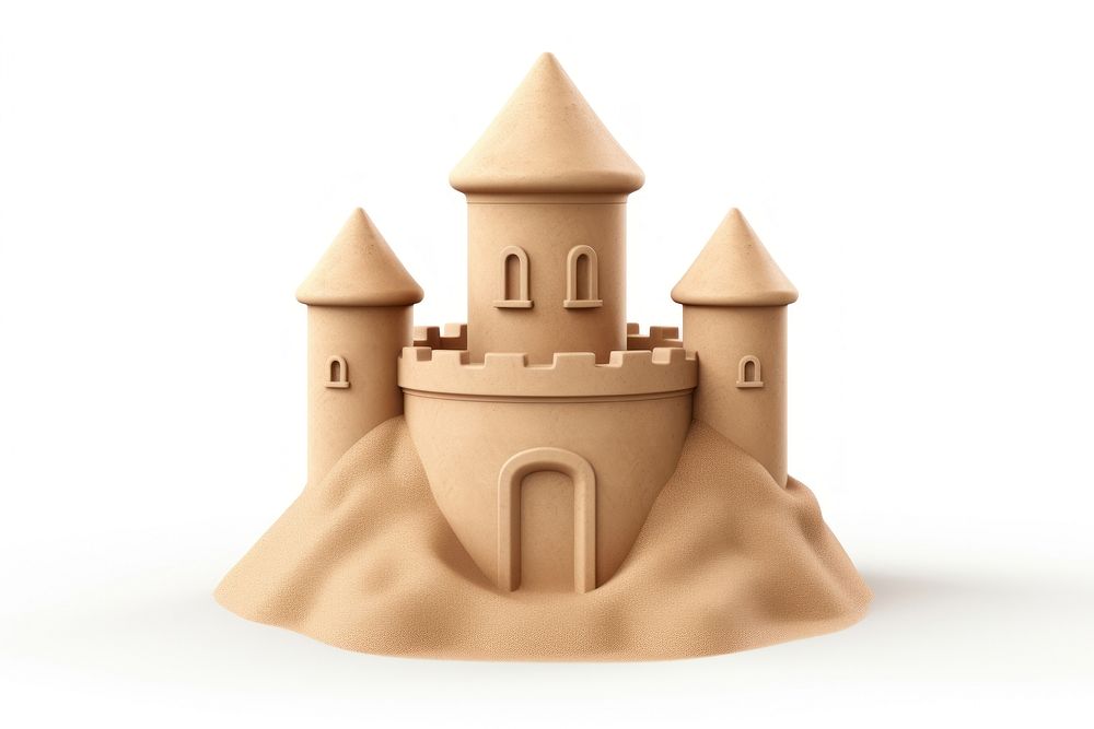 Sand castle sand architecture white background. AI generated Image by rawpixel.