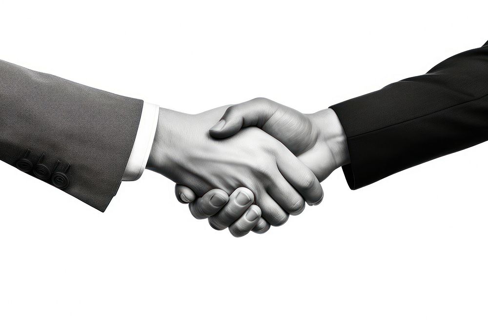 Hand handshake black white. AI generated Image by rawpixel.