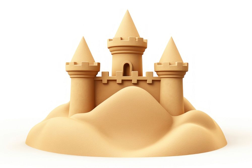 Sand castle architecture sand white background. AI generated Image by rawpixel.