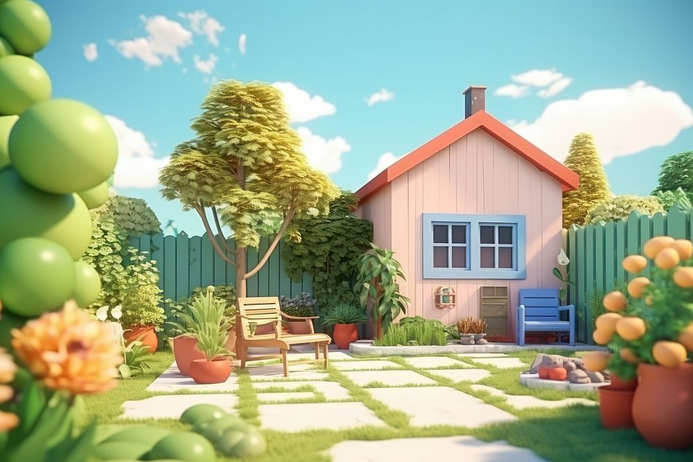 Outdoors cartoon garden plant. AI generated Image by rawpixel.