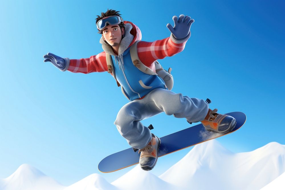 Snow snowboarding outdoors jumping. AI generated Image by rawpixel.