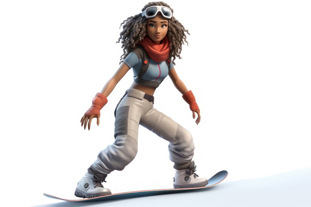 Snow snowboarding toy white background. AI generated Image by rawpixel.
