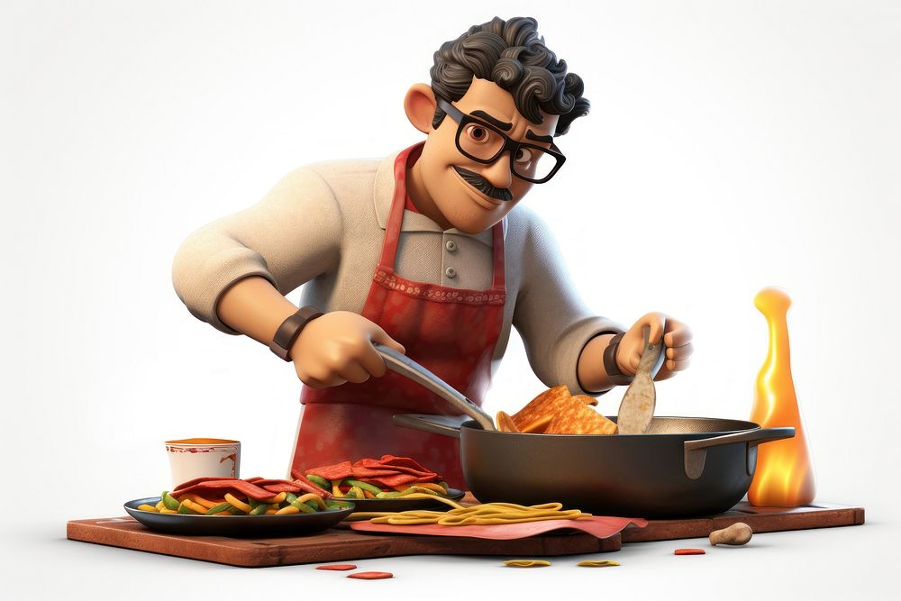 Cooking cartoon adult food. AI generated Image by rawpixel.