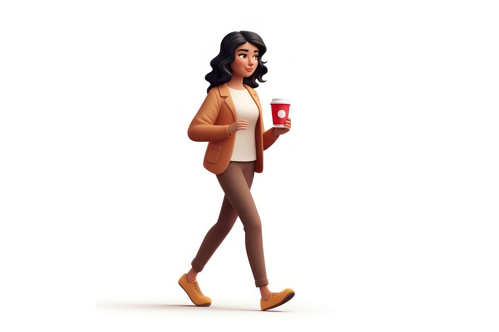 Walking cartoon adult woman. AI generated Image by rawpixel.