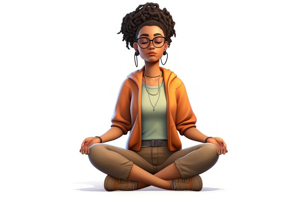 Sitting cartoon adult woman. AI generated Image by rawpixel.
