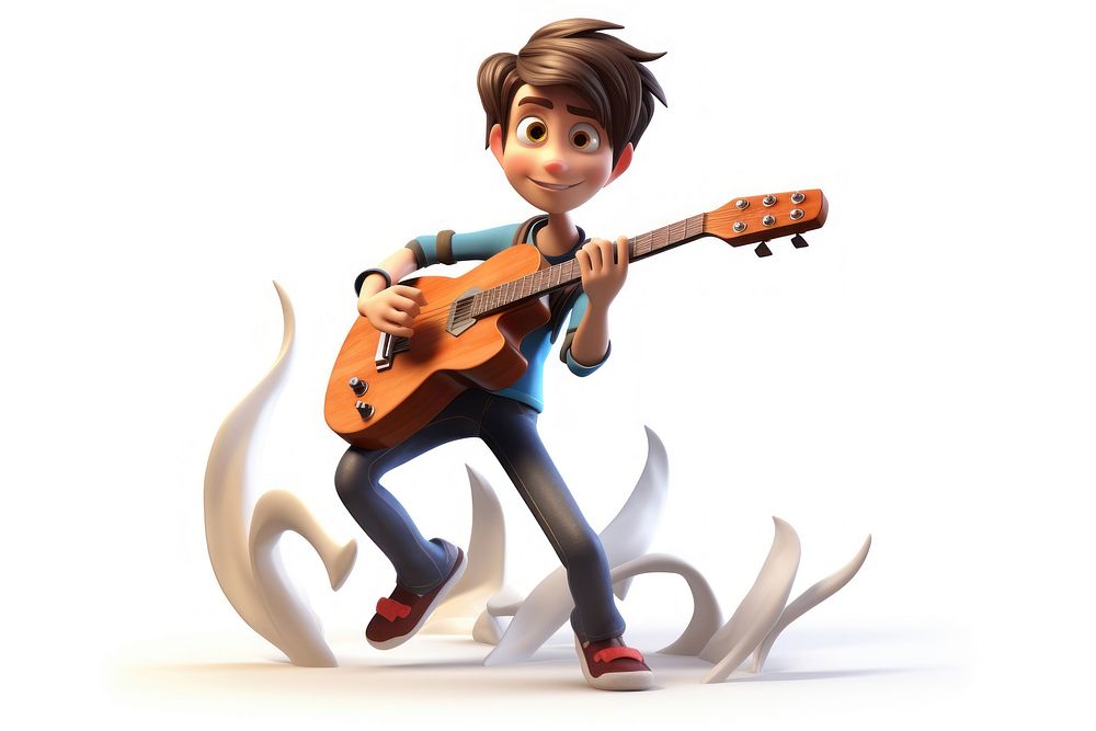 Guitar musician cartoon child. AI generated Image by rawpixel.