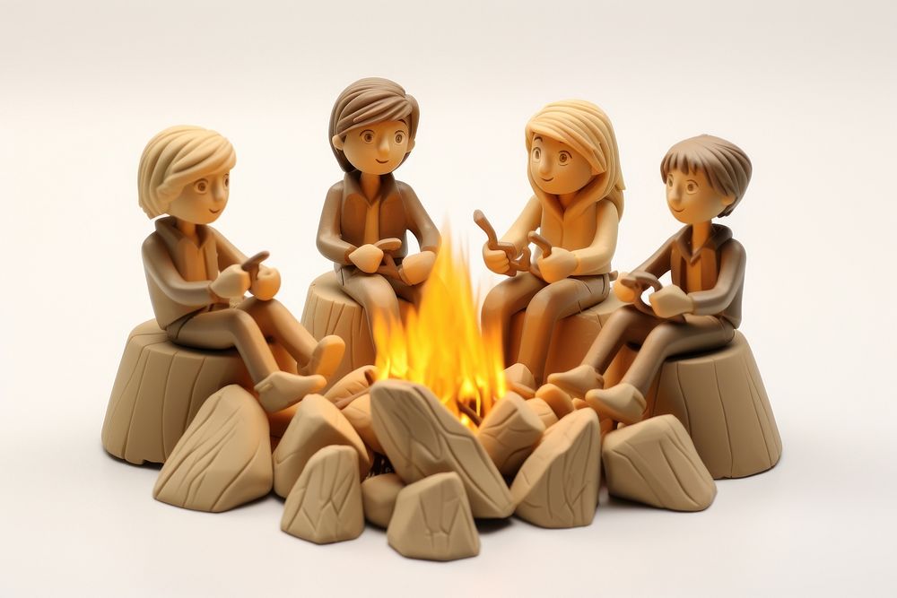 Fire campfire figurine sitting. AI generated Image by rawpixel.