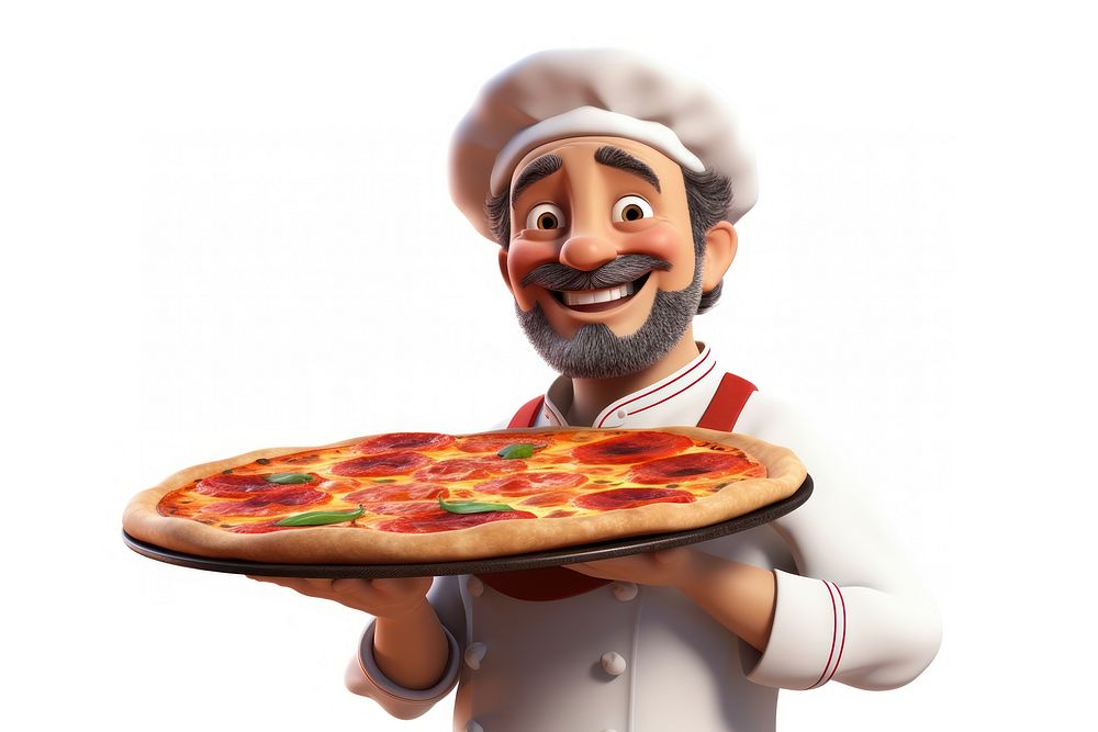Pizza food chef white background. AI generated Image by rawpixel.