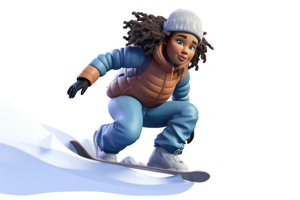 Snowboarding cartoon sports white background. AI generated Image by rawpixel.