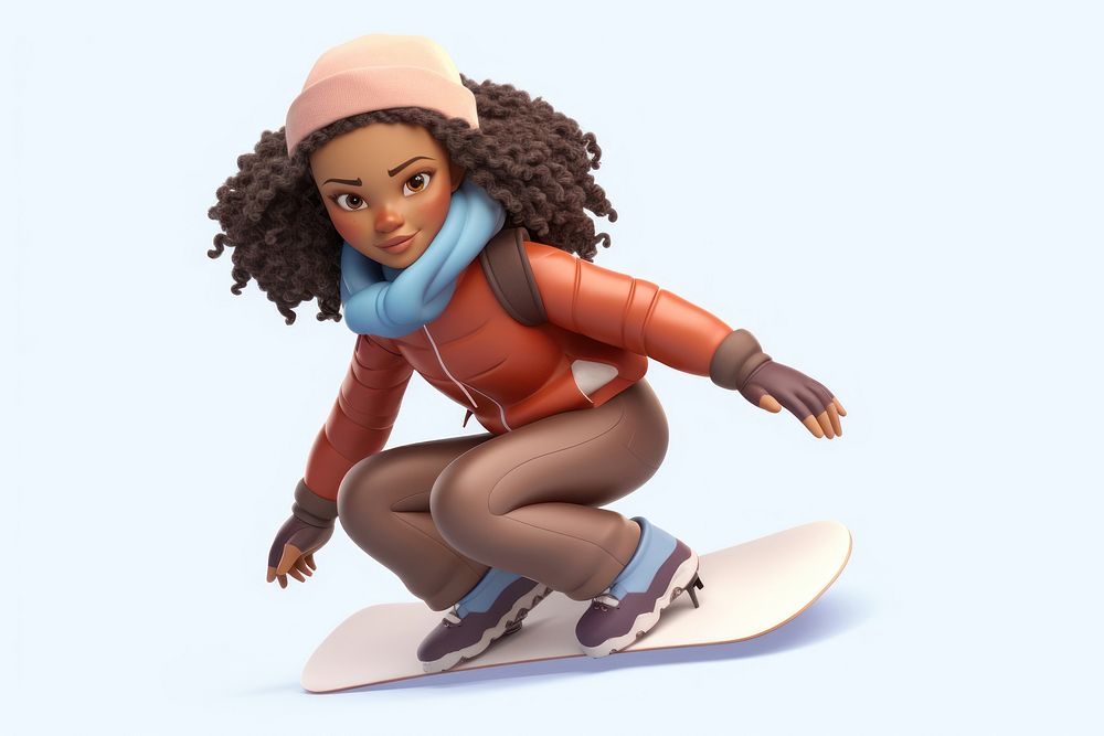 Snowboarding figurine cartoon doll. AI generated Image by rawpixel.