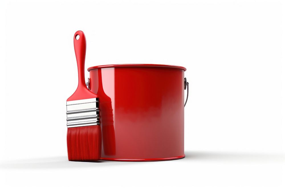 Bucket brush white background container. AI generated Image by rawpixel.