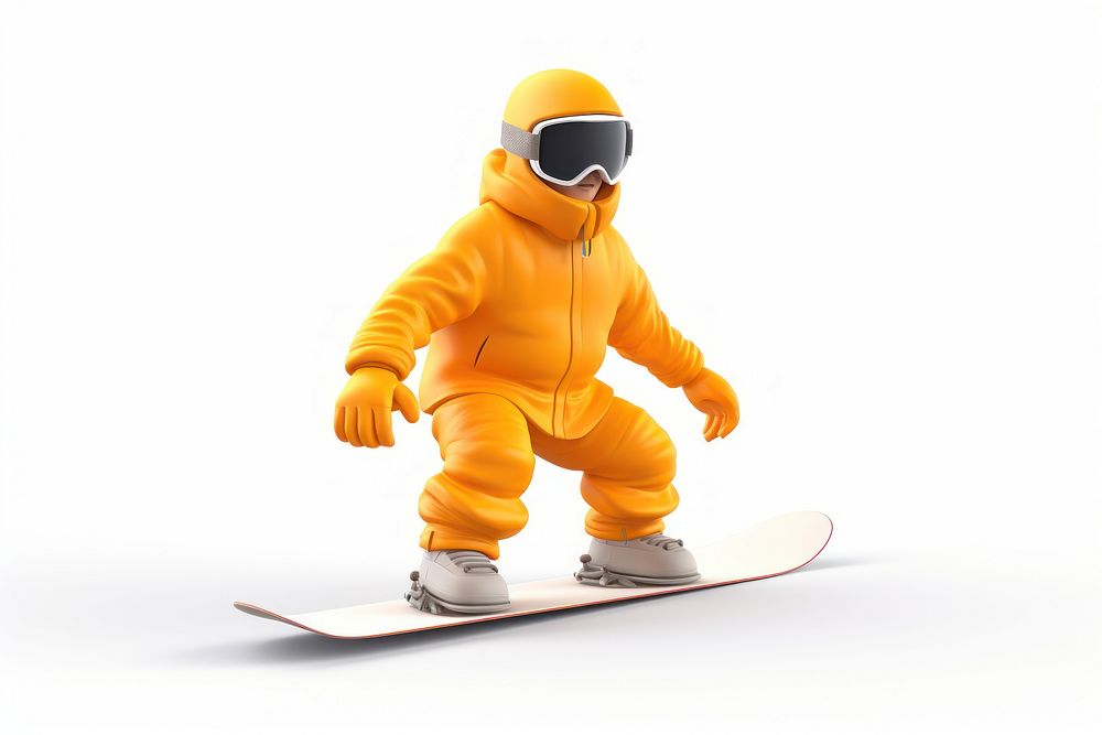 Snowboarding cartoon sports white background. AI generated Image by rawpixel.