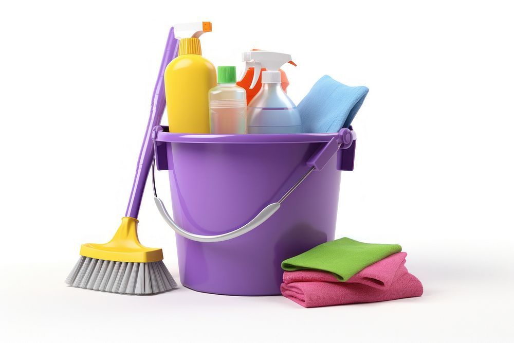 Cleaning bucket brush white background. AI generated Image by rawpixel.