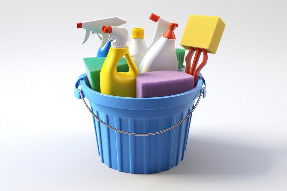 Cleaning bucket plastic brush. AI generated Image by rawpixel.