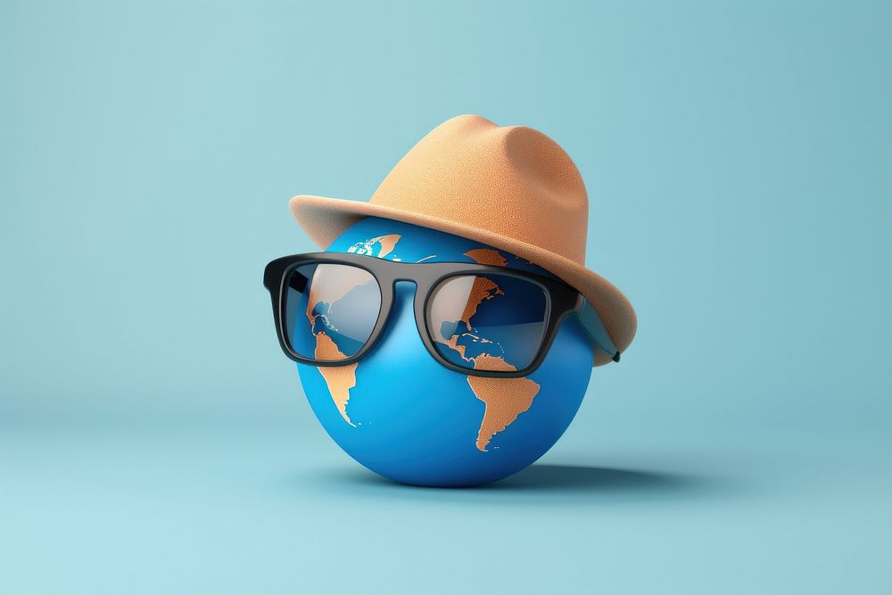 Sunglasses sphere globe hat. AI generated Image by rawpixel.