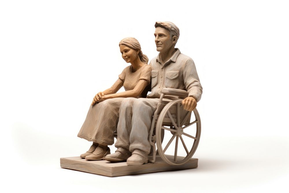 Wheelchair sculpture figurine sitting. AI generated Image by rawpixel.