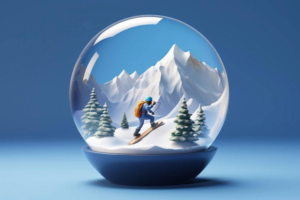 Skiing snow mountain sphere. AI generated Image by rawpixel.